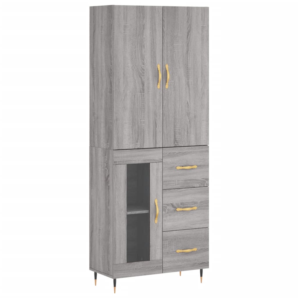 vidaXL Dulap înalt, gri sonoma, 69,5x34x180 cm, lemn compozit