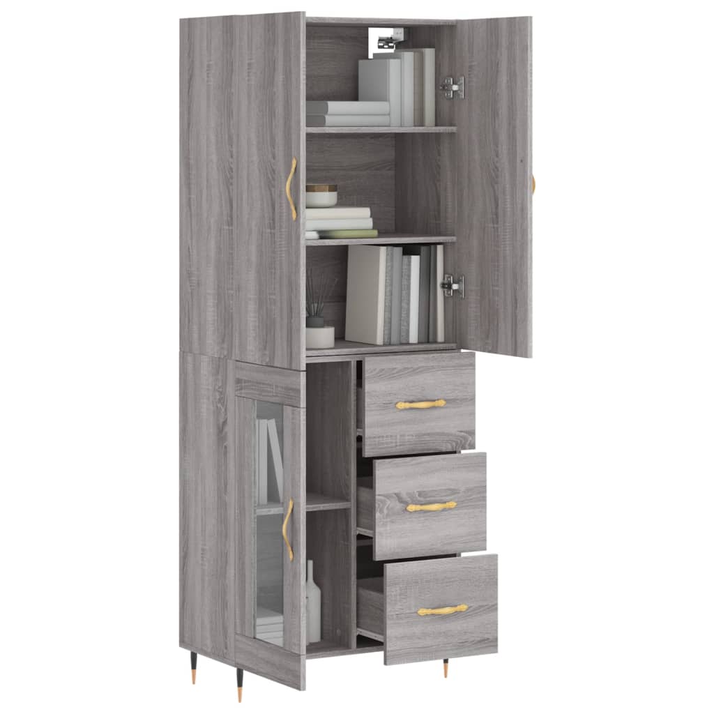 vidaXL Dulap înalt, gri sonoma, 69,5x34x180 cm, lemn compozit
