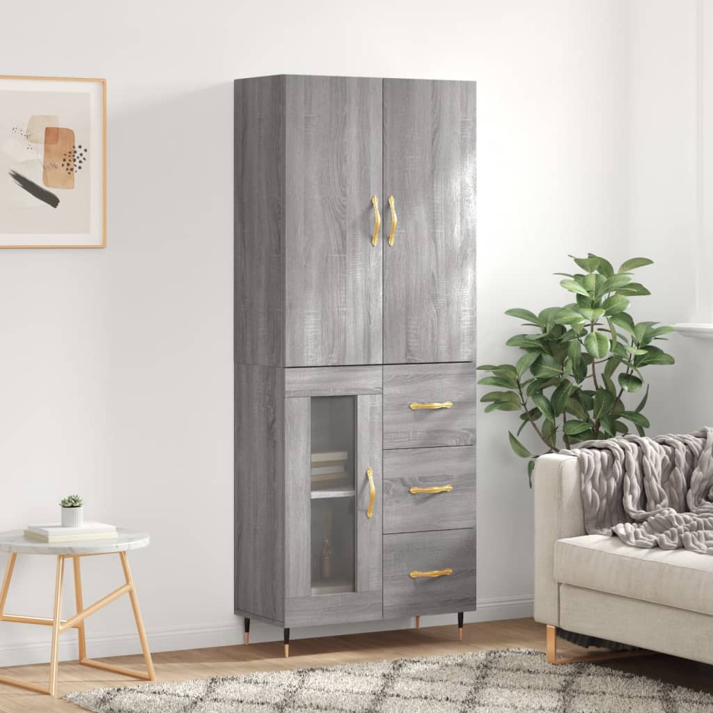 vidaXL Dulap înalt, gri sonoma, 69,5x34x180 cm, lemn compozit