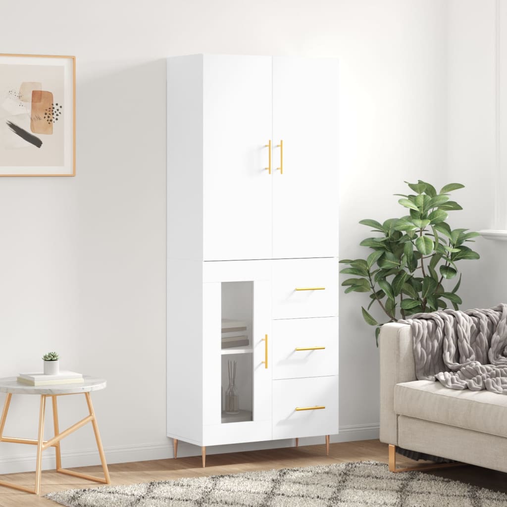 vidaXL Dulap înalt, alb, 69,5x34x180 cm, lemn compozit vidaXL Dulap înalt, alb, 69,5x34x180 cm, lemn compozit