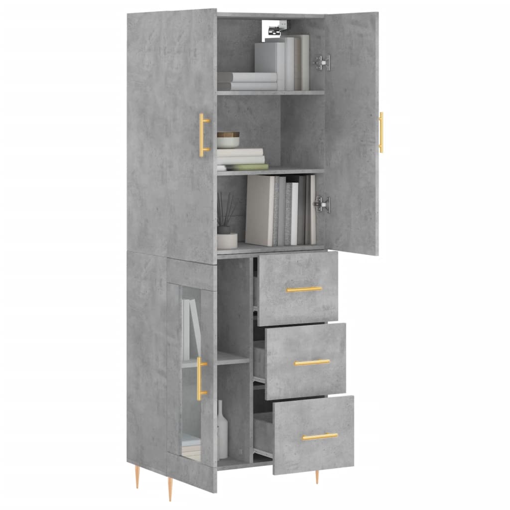 vidaXL Dulap înalt, gri beton, 69,5x34x180, lemn compozit