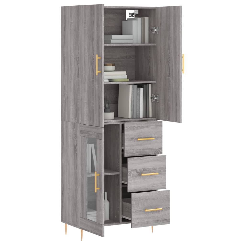 vidaXL Dulap înalt, gri sonoma, 69,5x34x180 cm, lemn compozit