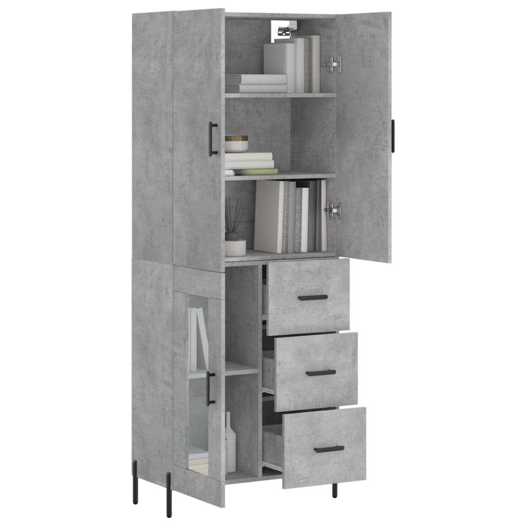 vidaXL Dulap înalt, gri beton, 69,5x34x180, lemn compozit