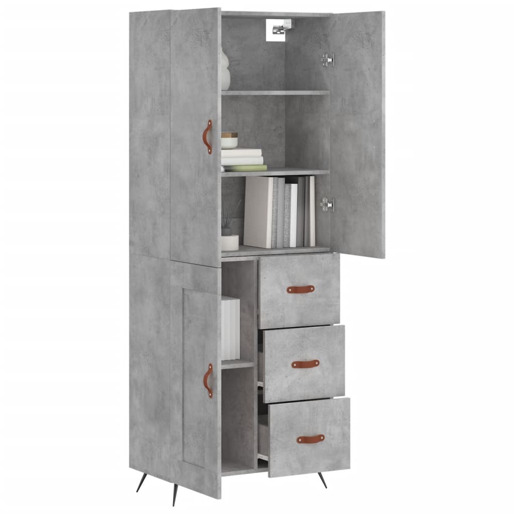 vidaXL Dulap înalt, gri beton, 69,5x34x180, lemn compozit