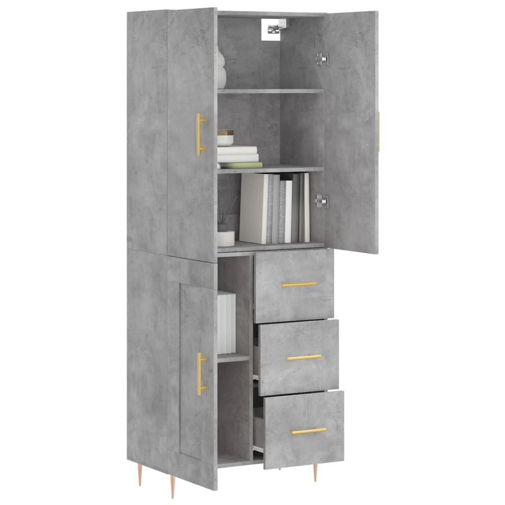 vidaXL Dulap înalt, gri beton, 69,5x34x180, lemn compozit