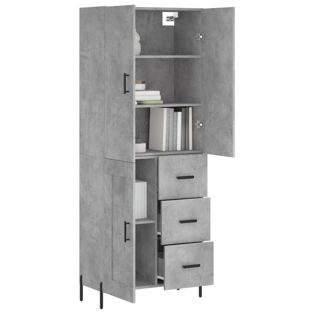 vidaXL Dulap înalt, gri beton, 69,5x34x180, lemn compozit