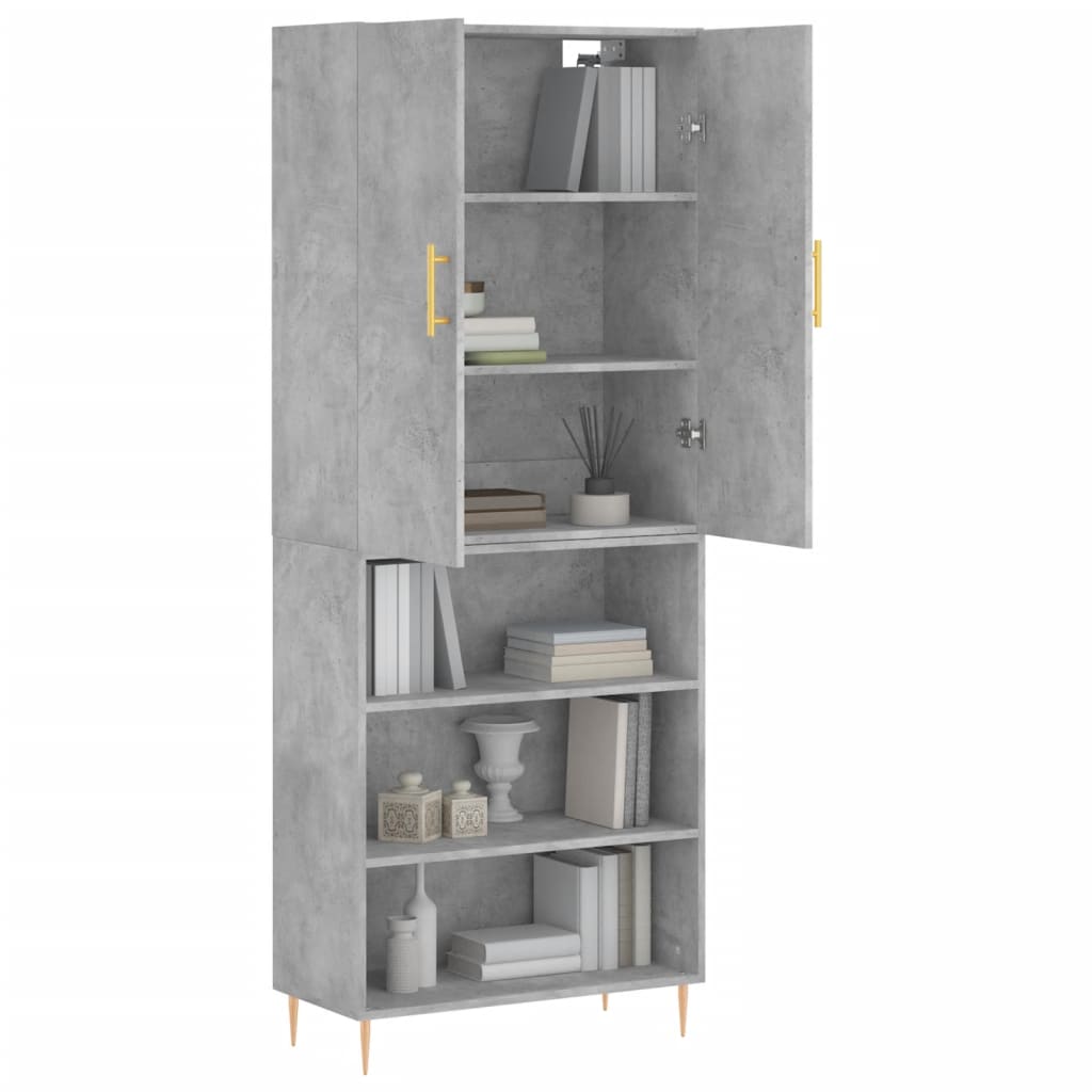 vidaXL Dulap înalt, gri beton, 69,5x34x180, lemn compozit vidaXL Dulap înalt, gri beton, 69,5x34x180, lemn compozit