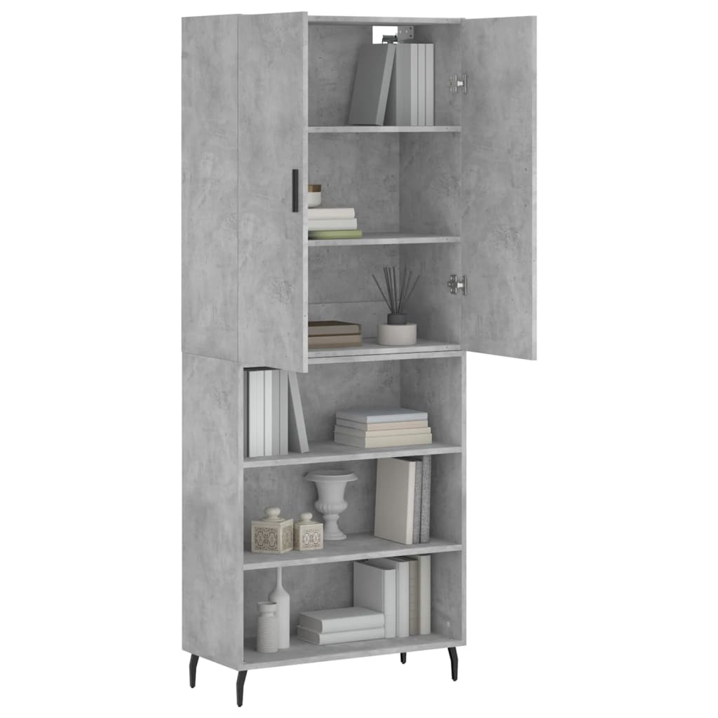 vidaXL Dulap înalt, gri beton, 69,5x34x180, lemn compozit