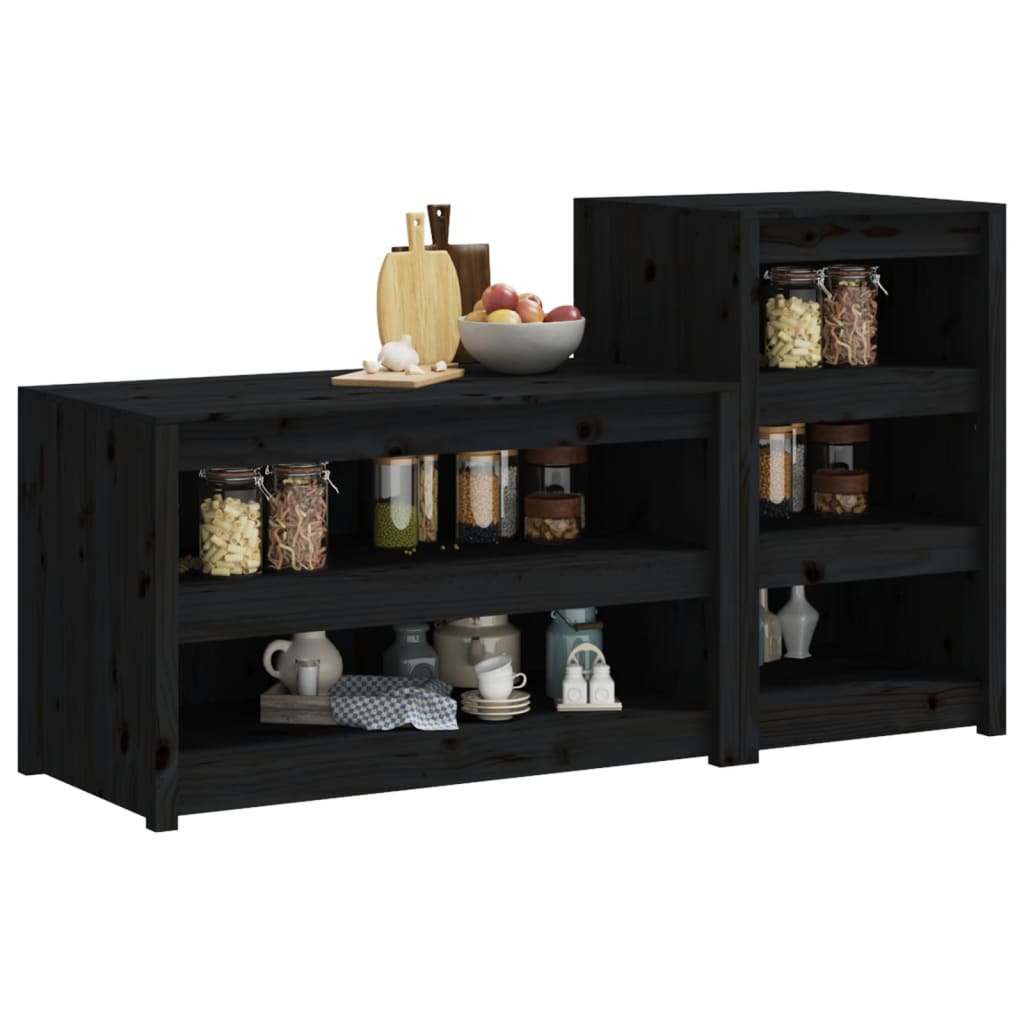 vidaXL Dulapuri de bucătărie de exterior, 2buc., negru, lemn masiv pin vidaXL Dulapuri de bucătărie de exterior, 2buc., negru, lemn masiv pin