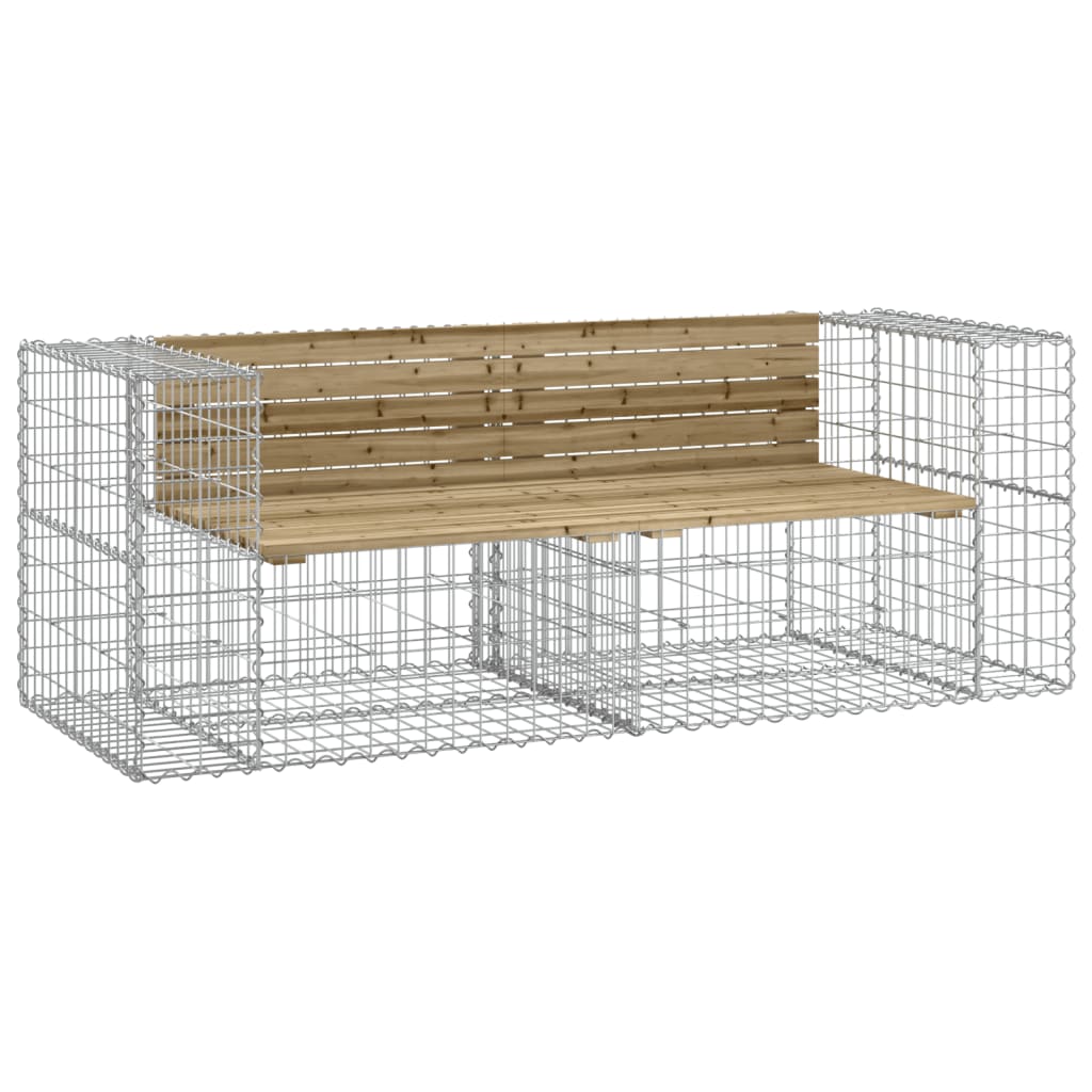 vidaXL Bancă de grădină cu gabion, 184x71x65,5 cm, lemn pin impregnat vidaXL Bancă de grădină cu gabion, 184x71x65,5 cm, lemn pin impregnat