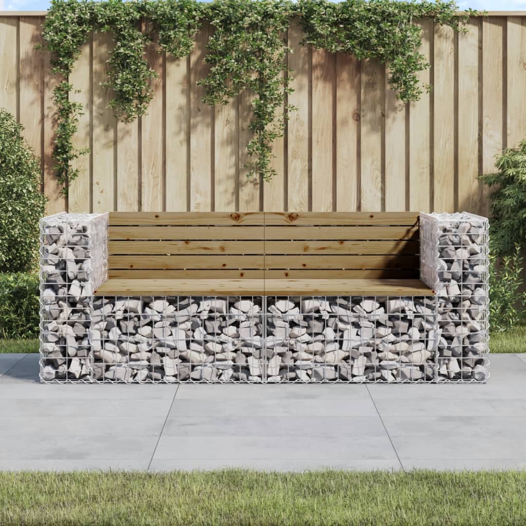 vidaXL Bancă de grădină cu gabion, 184x71x65,5 cm, lemn pin impregnat vidaXL Bancă de grădină cu gabion, 184x71x65,5 cm, lemn pin impregnat