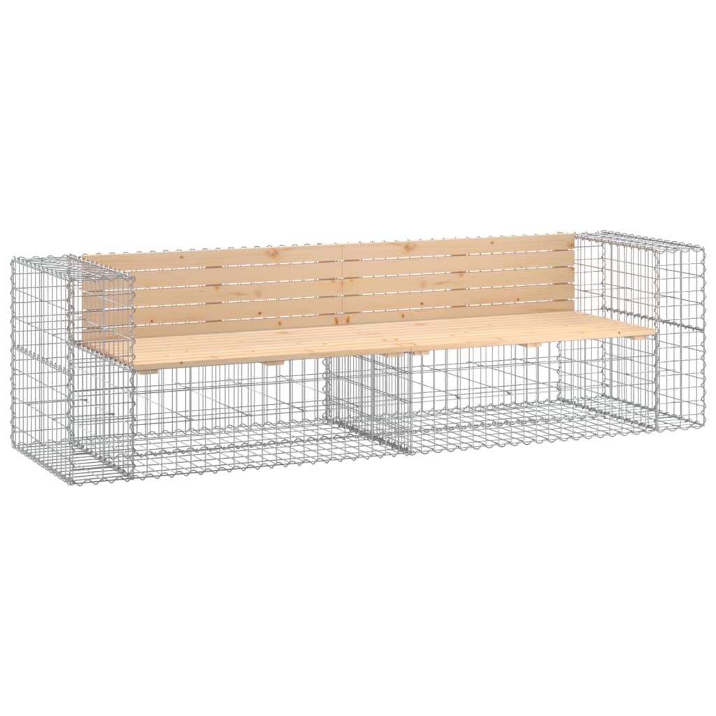 vidaXL Bancă de grădină cu gabion, 244x71x65,5 cm, lemn masiv de pin vidaXL Bancă de grădină cu gabion, 244x71x65,5 cm, lemn masiv de pin
