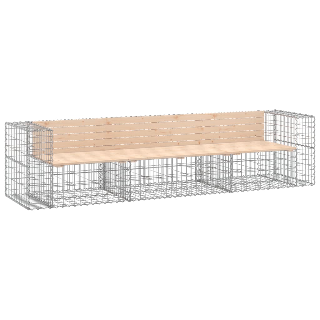 vidaXL Bancă de grădină, design gabion, 287x71x65,5cm, lemn masiv pin