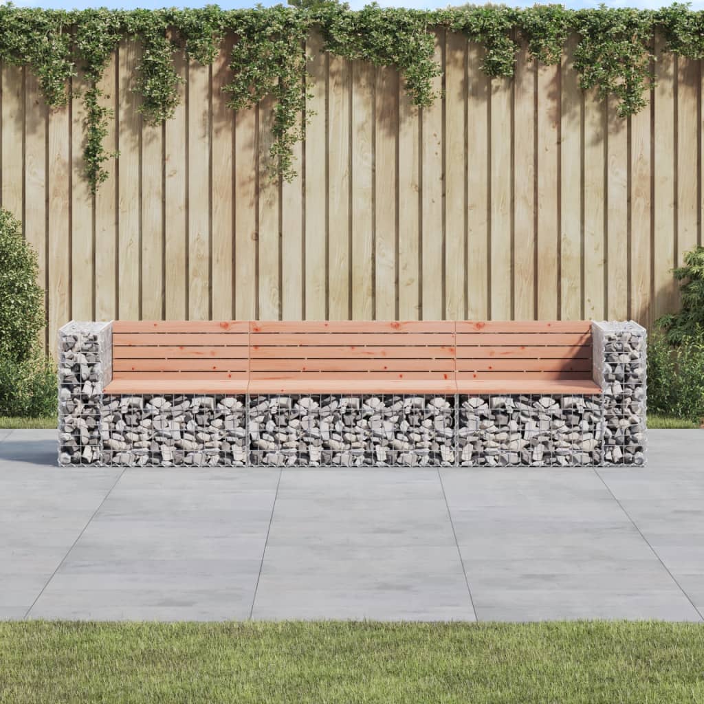 vidaXL Bancă de grădină tip gabion 287x71x65,5 cm, lemn masiv Douglas vidaXL Bancă de grădină tip gabion 287x71x65,5 cm, lemn masiv Douglas