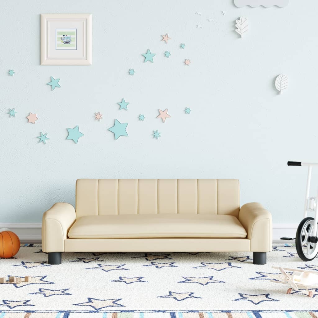 vidaXL Canapea pentru copii, crem, 90x53x30 cm, material textil vidaXL Canapea pentru copii, crem, 90x53x30 cm, material textil