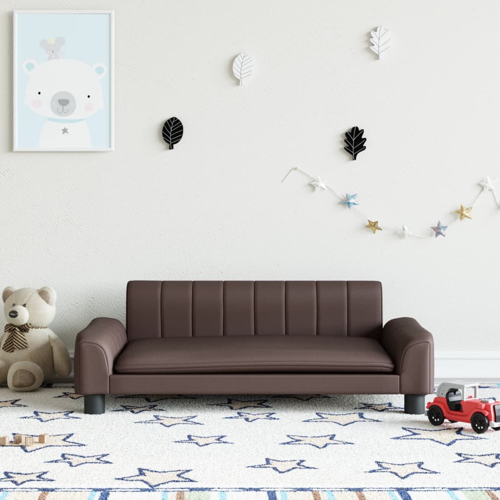vidaXL Canapea pentru copii, maro, 90x53x30 cm, piele ecologică vidaXL Canapea pentru copii, maro, 90x53x30 cm, piele ecologică
