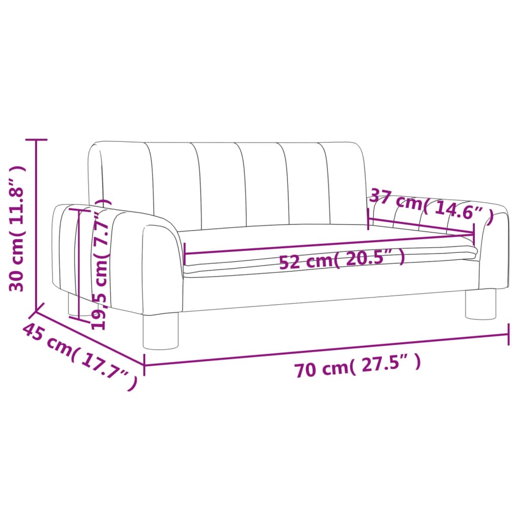 vidaXL Canapea pentru copii, gri, 70x45x30 cm, piele ecologică vidaXL Canapea pentru copii, gri, 70x45x30 cm, piele ecologică
