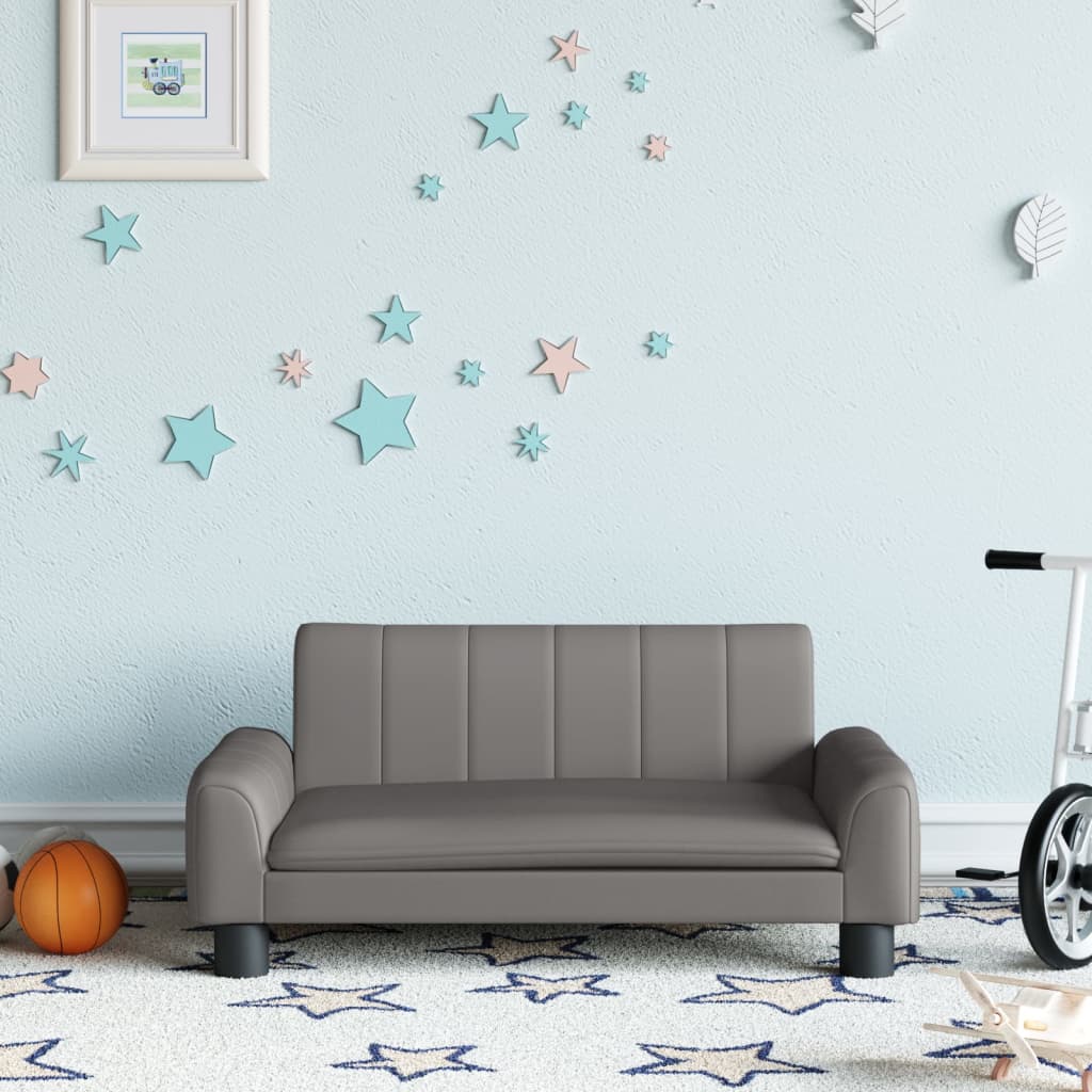 vidaXL Canapea pentru copii, gri, 70x45x30 cm, piele ecologică vidaXL Canapea pentru copii, gri, 70x45x30 cm, piele ecologică