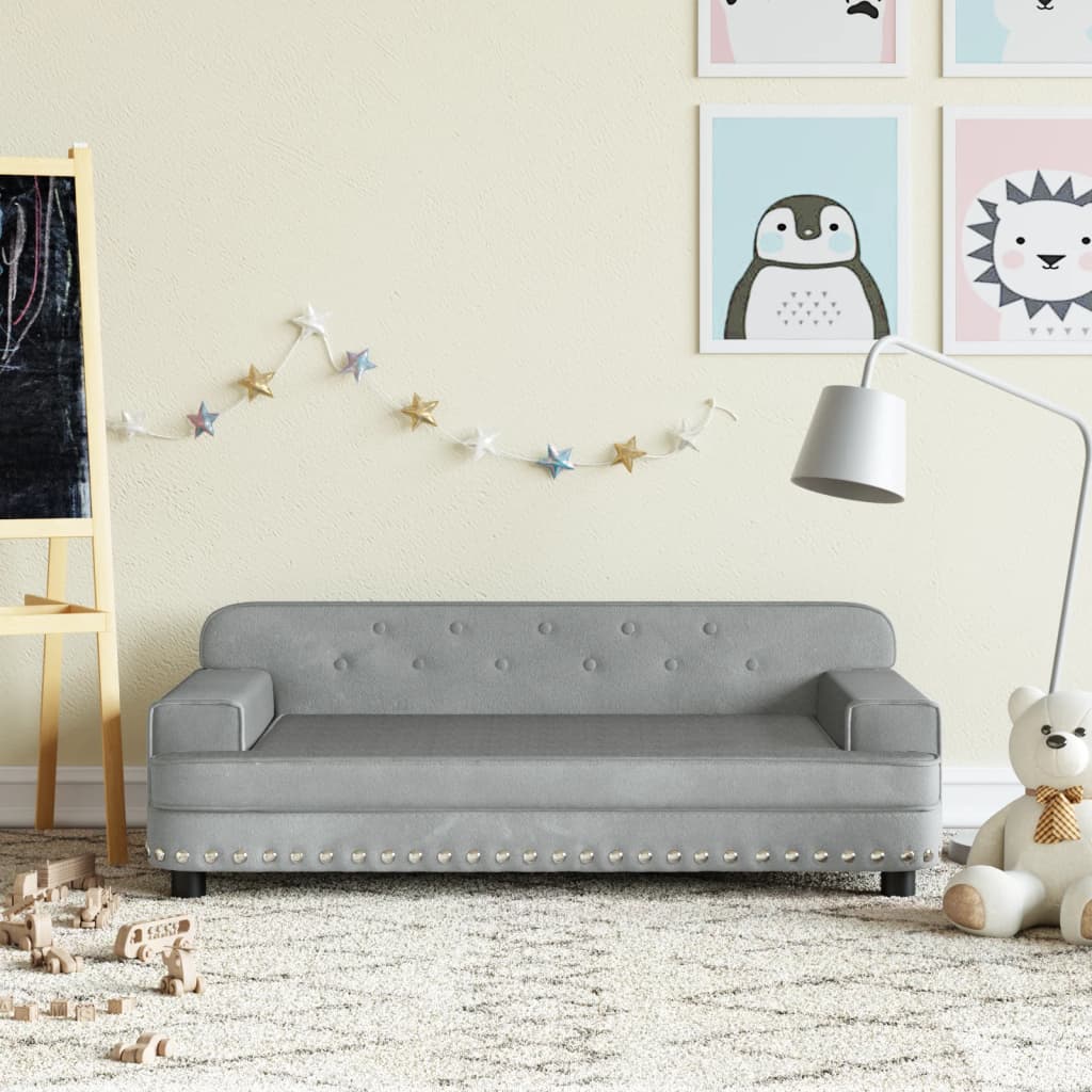 vidaXL Canapea pentru copii, gri deschis, 90x53x30 cm, catifea vidaXL Canapea pentru copii, gri deschis, 90x53x30 cm, catifea