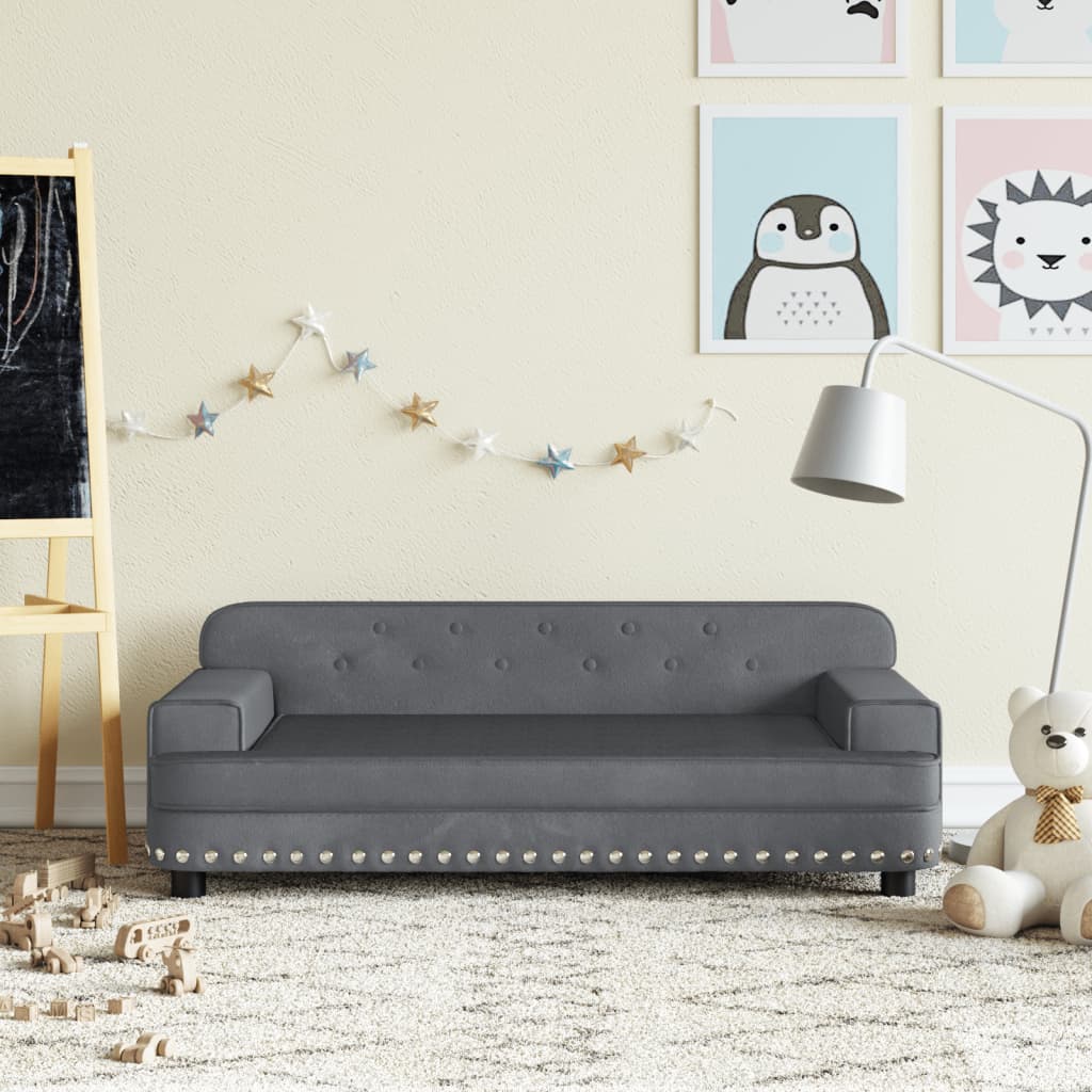 vidaXL Canapea pentru copii, gri închis, 90x53x30 cm, catifea vidaXL Canapea pentru copii, gri închis, 90x53x30 cm, catifea