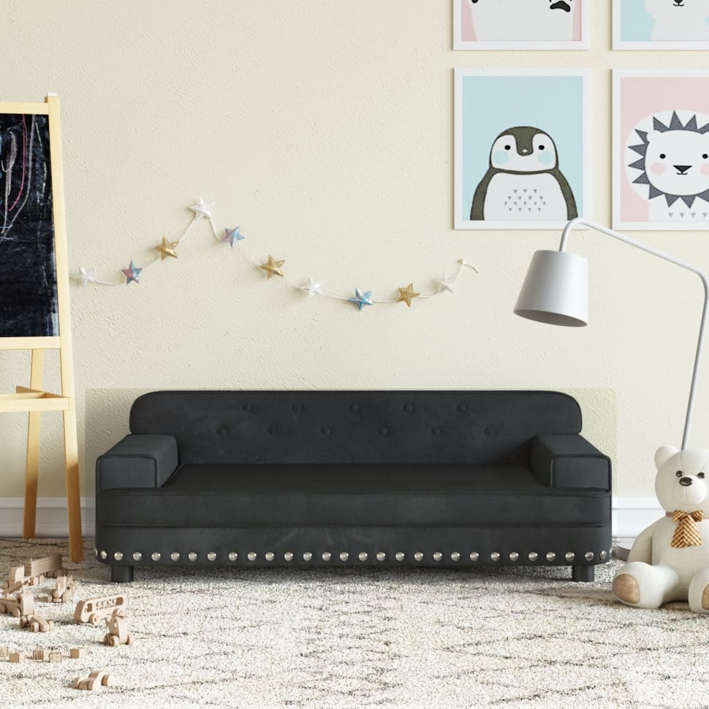 vidaXL Canapea pentru copii, negru, 90x53x30 cm, catifea vidaXL Canapea pentru copii, negru, 90x53x30 cm, catifea