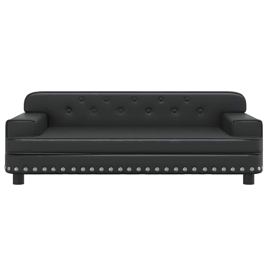 vidaXL Canapea pentru copii, negru, 90x53x30 cm, piele ecologică