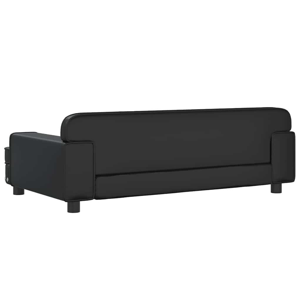 vidaXL Canapea pentru copii, negru, 90x53x30 cm, piele ecologică