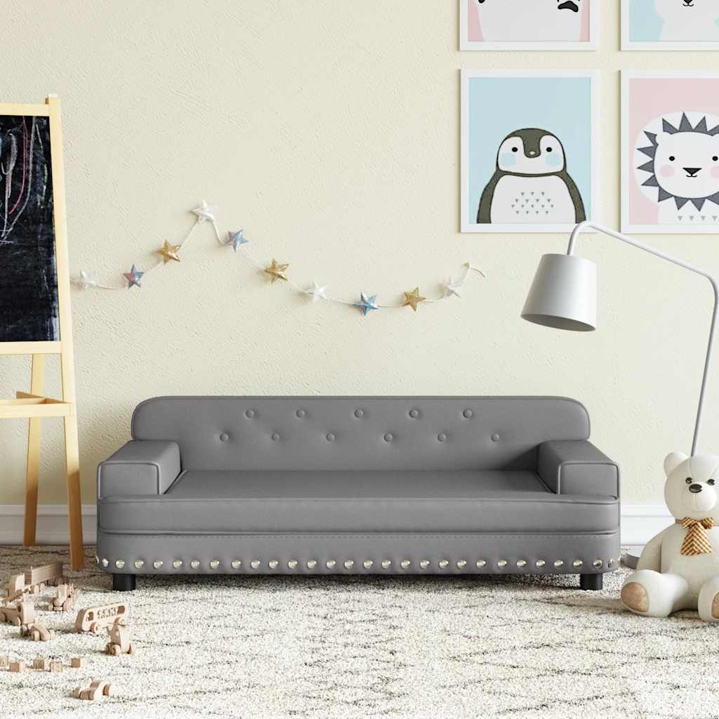 vidaXL Canapea pentru copii, gri, 90x53x30 cm, piele ecologică