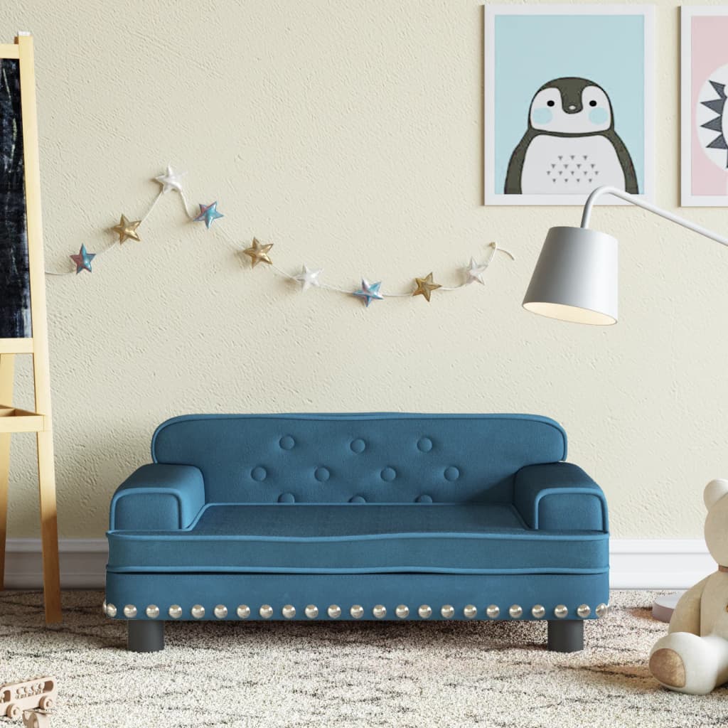 vidaXL Canapea pentru copii, albastru, 70x45x30 cm, catifea vidaXL Canapea pentru copii, albastru, 70x45x30 cm, catifea