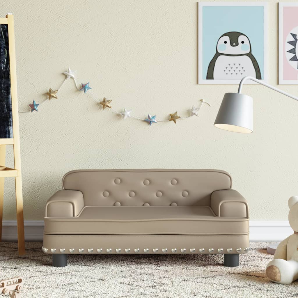 vidaXL Canapea pentru copii, cappuccino, 70x45x30 cm, piele ecologică vidaXL Canapea pentru copii, cappuccino, 70x45x30 cm, piele ecologică