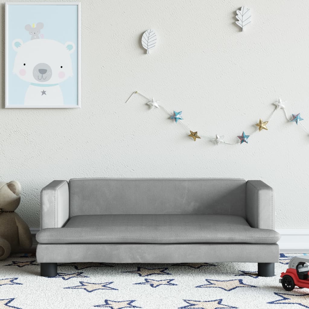 vidaXL Canapea pentru copii, gri deschis, 80x45x30 cm, catifea vidaXL Canapea pentru copii, gri deschis, 80x45x30 cm, catifea