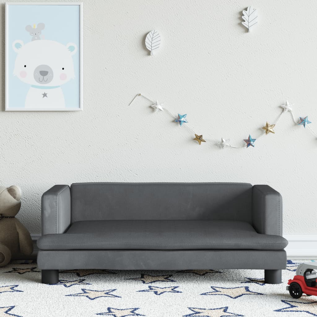 vidaXL Canapea pentru copii, gri închis, 80x45x30 cm, catifea vidaXL Canapea pentru copii, gri închis, 80x45x30 cm, catifea