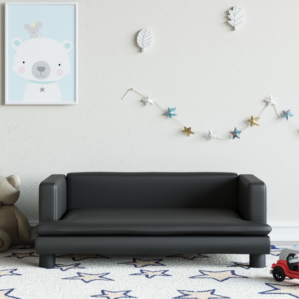 vidaXL Canapea pentru copii, negru, 80x45x30 cm, piele ecologică vidaXL Canapea pentru copii, negru, 80x45x30 cm, piele ecologică
