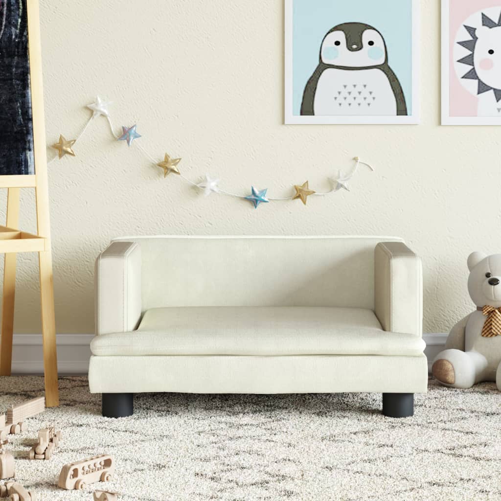 vidaXL Canapea pentru copii, crem, 60x40x30 cm, catifea vidaXL Canapea pentru copii, crem, 60x40x30 cm, catifea
