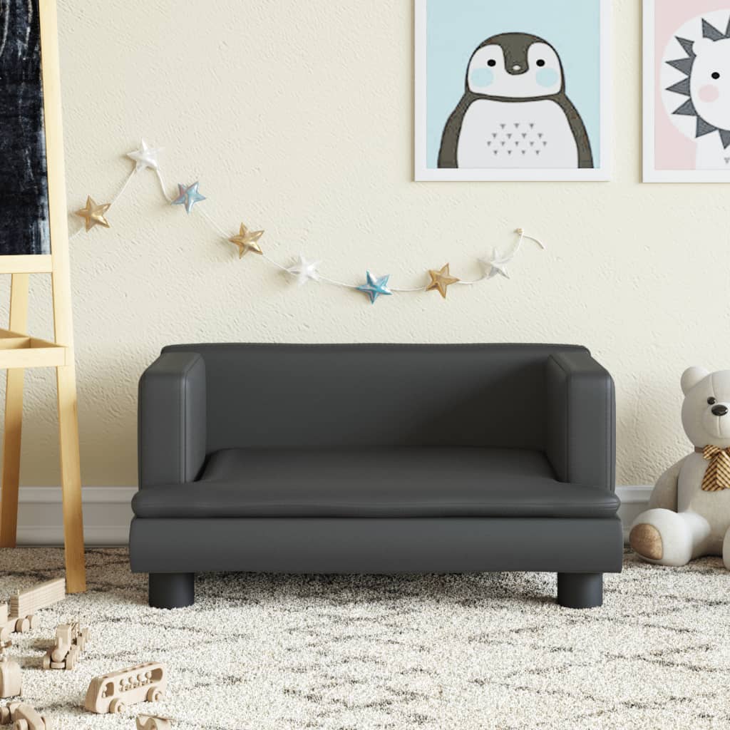 vidaXL Canapea pentru copii, negru, 60x40x30 cm, piele ecologică vidaXL Canapea pentru copii, negru, 60x40x30 cm, piele ecologică