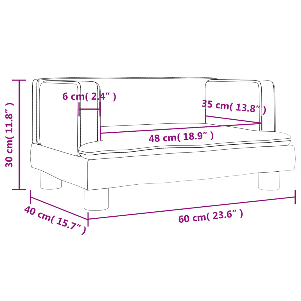 vidaXL Canapea pentru copii, gri, 60x40x30 cm, piele ecologică vidaXL Canapea pentru copii, gri, 60x40x30 cm, piele ecologică