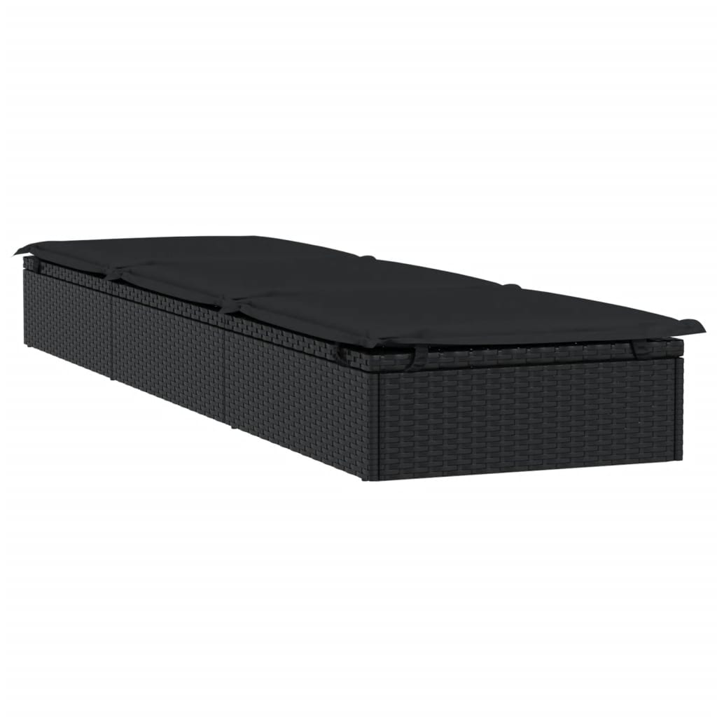 vidaXL Șezlong, 1 buc., cu masă, negru, poliratan vidaXL Șezlong, 1 buc., cu masă, negru, poliratan