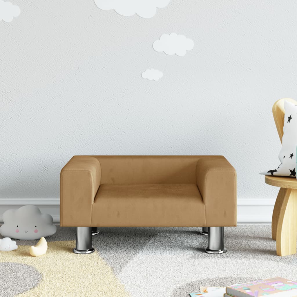vidaXL Canapea pentru copii, maro, 50x40x26,5 cm, catifea vidaXL Canapea pentru copii, maro, 50x40x26,5 cm, catifea
