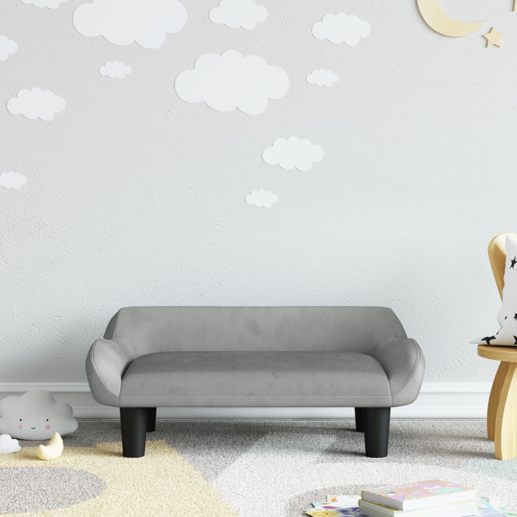 vidaXL Canapea pentru copii, gri deschis, 70x40x24 cm, catifea vidaXL Canapea pentru copii, gri deschis, 70x40x24 cm, catifea