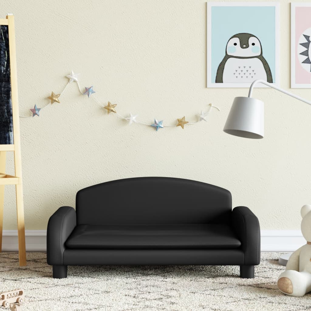 vidaXL Canapea pentru copii, negru, 70x45x30 cm, piele ecologică vidaXL Canapea pentru copii, negru, 70x45x30 cm, piele ecologică