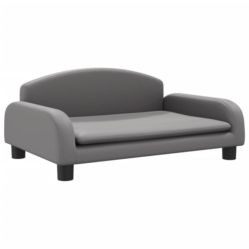 vidaXL Canapea pentru copii, gri, 70x45x30 cm, piele ecologică vidaXL Canapea pentru copii, gri, 70x45x30 cm, piele ecologică