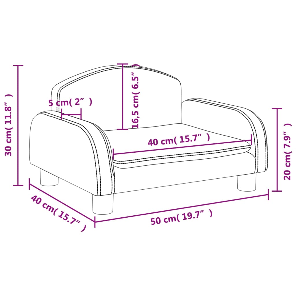 vidaXL Canapea pentru copii, gri închis, 50x40x30 cm, material textil