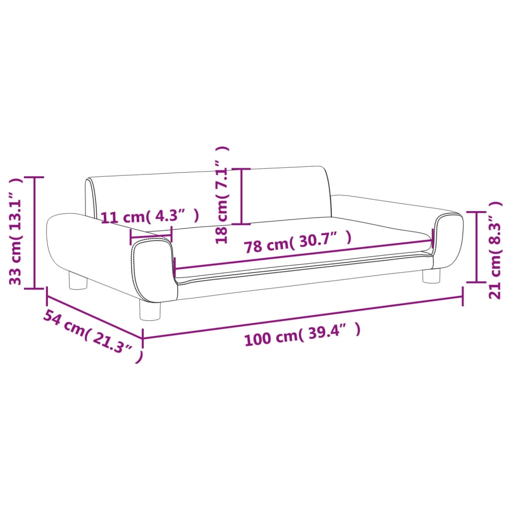 vidaXL Canapea pentru copii, gri deschis, 100x54x33 cm, catifea