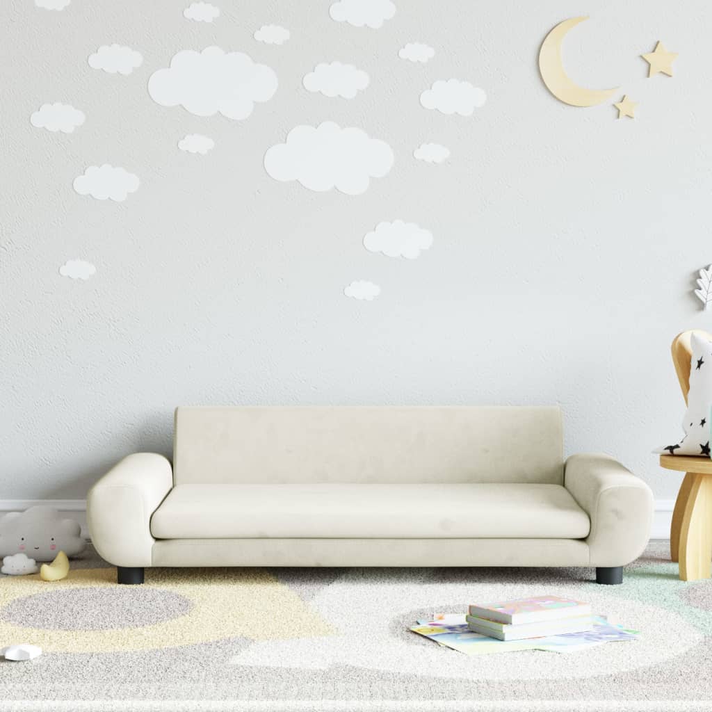 vidaXL Canapea pentru copii, crem, 100x54x33 cm, catifea vidaXL Canapea pentru copii, crem, 100x54x33 cm, catifea