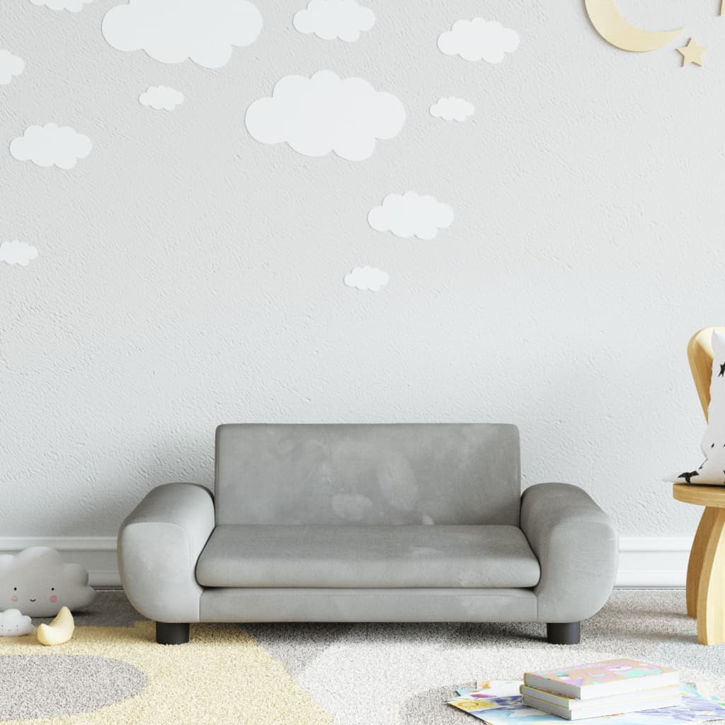 vidaXL Canapea pentru copii, gri deschis, 70x45x33 cm, catifea vidaXL Canapea pentru copii, gri deschis, 70x45x33 cm, catifea