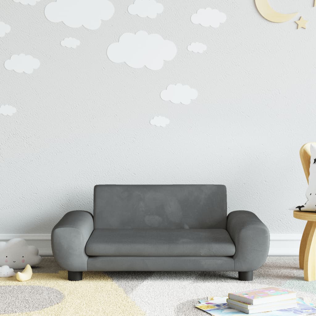 vidaXL Canapea pentru copii, gri închis, 70x45x33 cm, catifea vidaXL Canapea pentru copii, gri închis, 70x45x33 cm, catifea