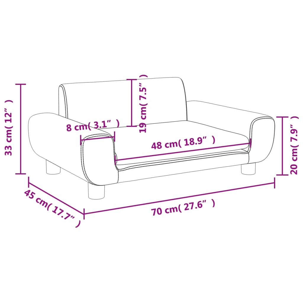 vidaXL Canapea pentru copii, roz, 70x45x33 cm, catifea