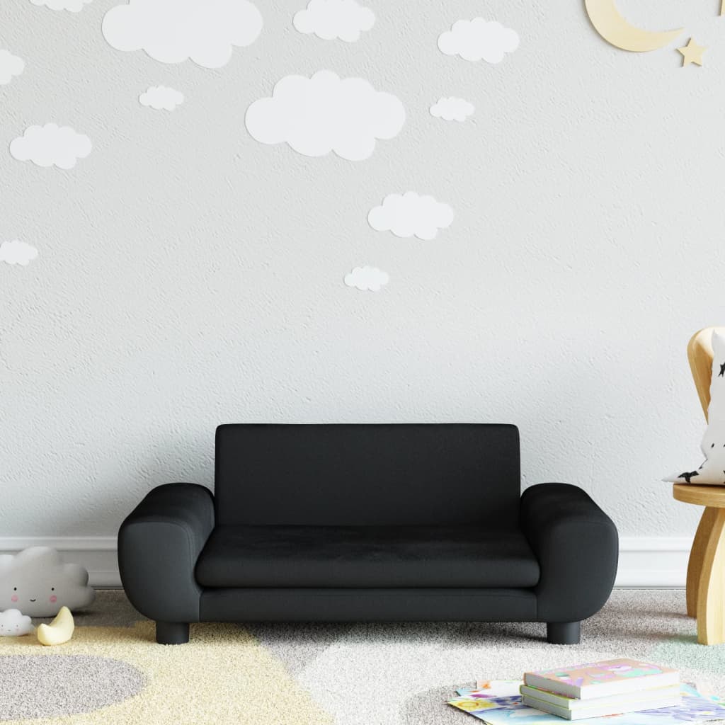 vidaXL Canapea pentru copii, negru, 70x45x33 cm, catifea vidaXL Canapea pentru copii, negru, 70x45x33 cm, catifea