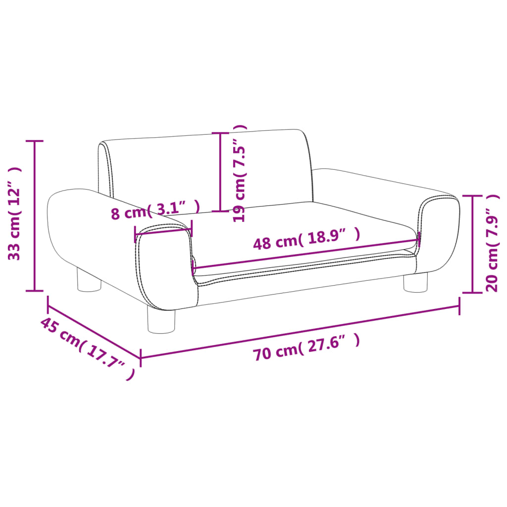 vidaXL Canapea pentru copii, maro, 70x45x33 cm, catifea vidaXL Canapea pentru copii, maro, 70x45x33 cm, catifea