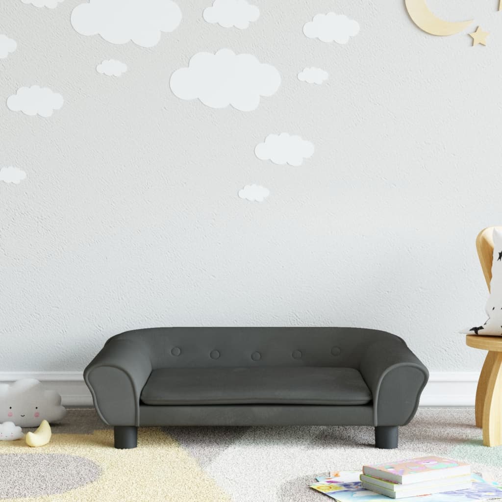 vidaXL Canapea pentru copii, gri închis, 70x45x26 cm, catifea vidaXL Canapea pentru copii, gri închis, 70x45x26 cm, catifea